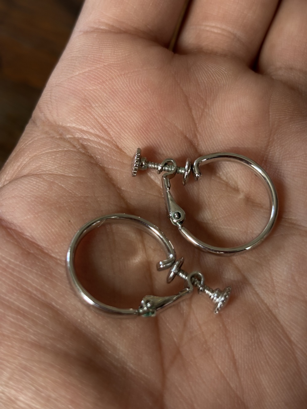 Napier Vintage Women's Silver Tone Hoop Earrings Screw Back Clip On Minimalist